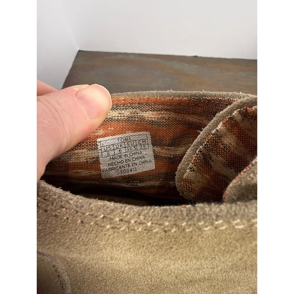 TOMS Taupe Suede Desert Wedge Booties Lace-Up Boho Casual Size 8
